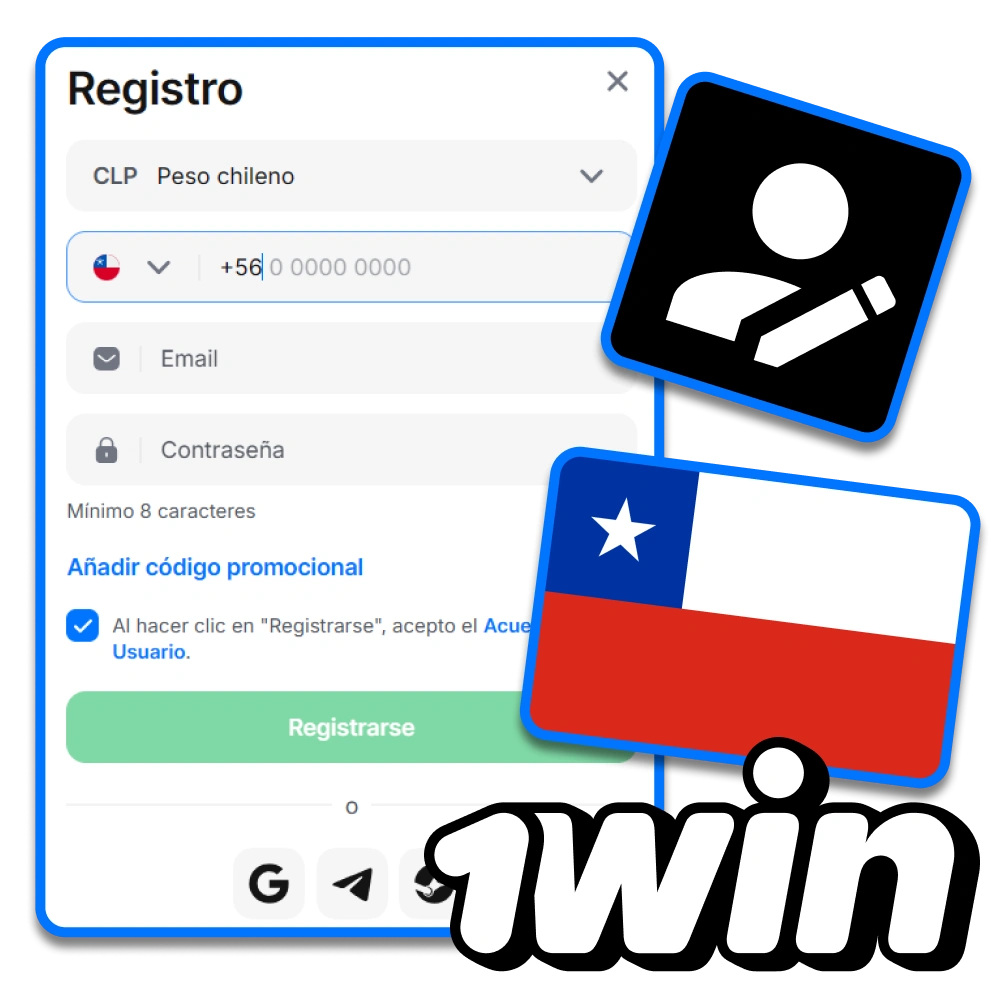Regístrate en la página web oficial de 1win en Chile.