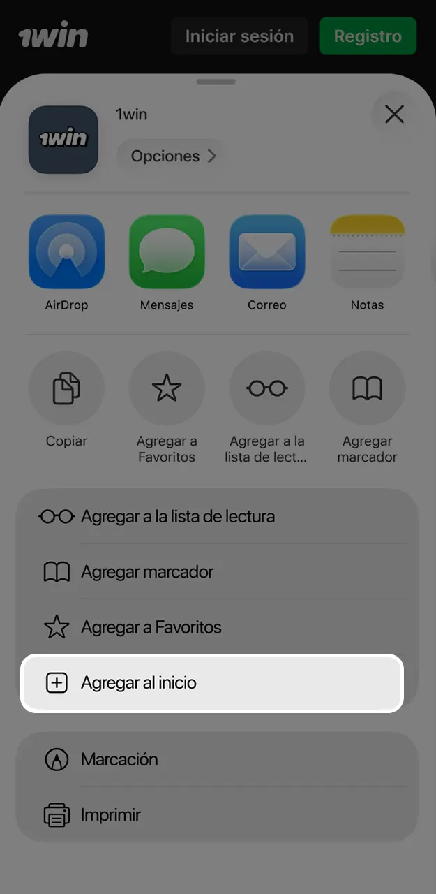 Crea el icono de acceso rápido para entrar directo al juego JetX en 1win.